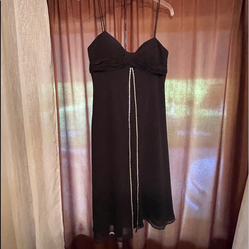 S.L. fashions chic draped black cocktail dress size 10